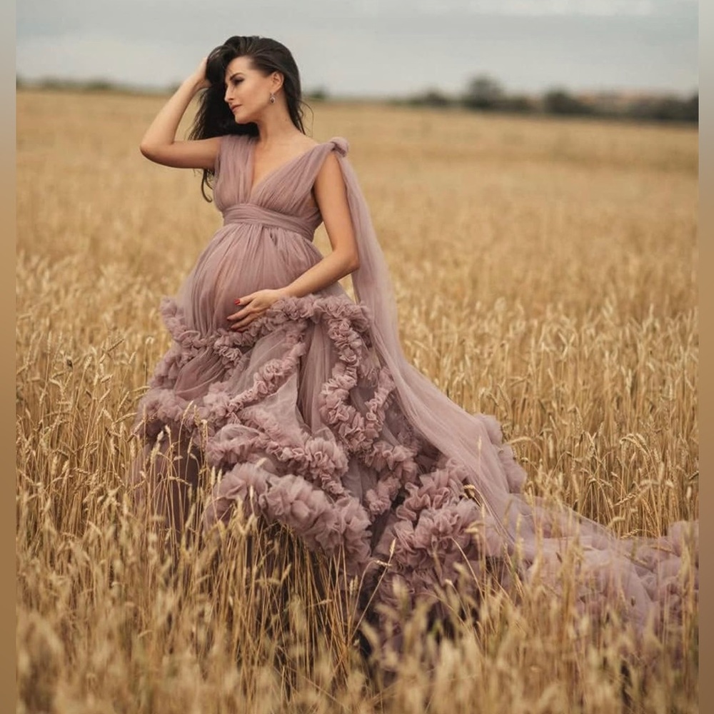 Yinyyinhs Women's Tulle Robe Maternity Dress Size L/XL